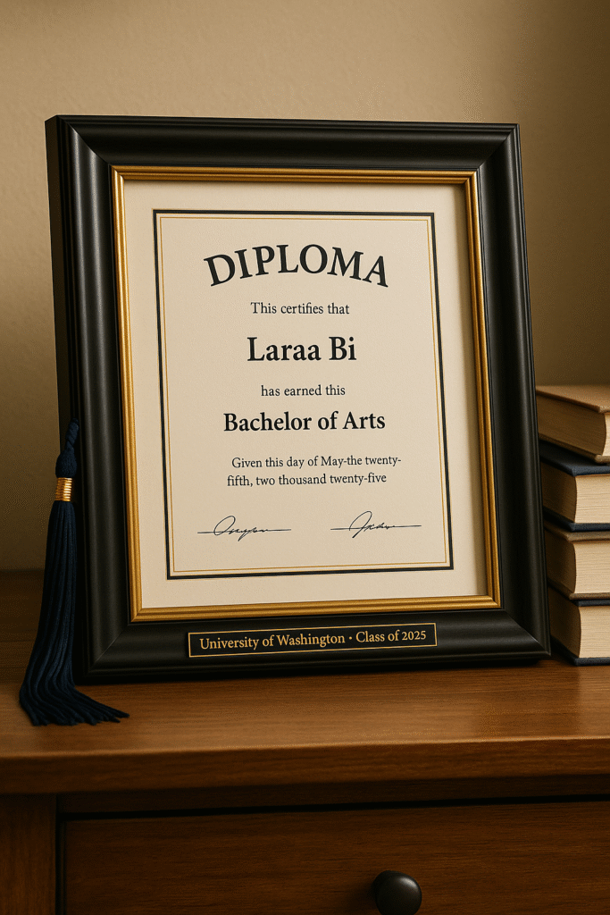 Personalized Diploma Frame with Mat & Name