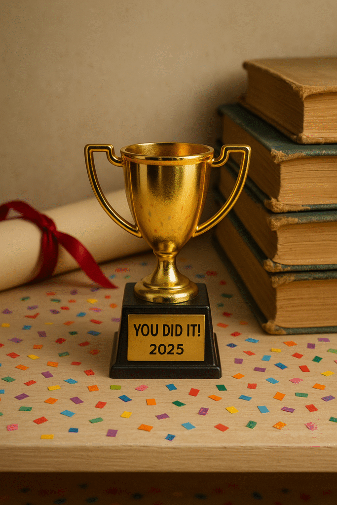 “You Did It!” Mini Trophy with Their Name