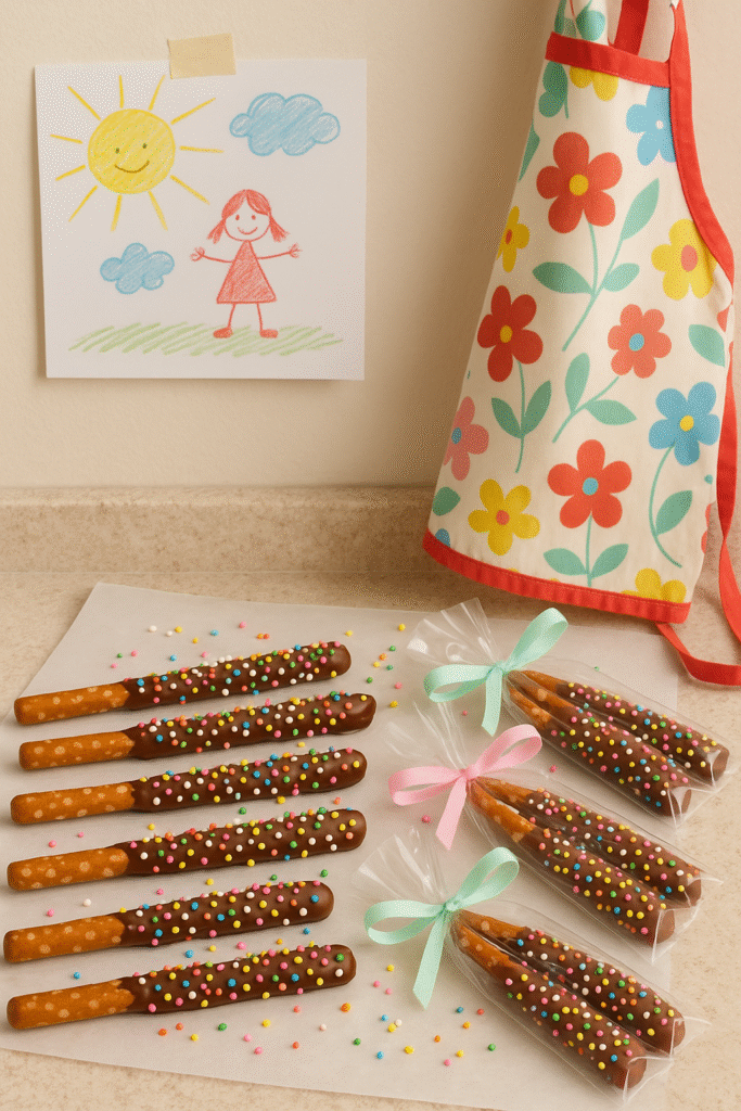 Dipped Pretzel Rods with Sprinkles