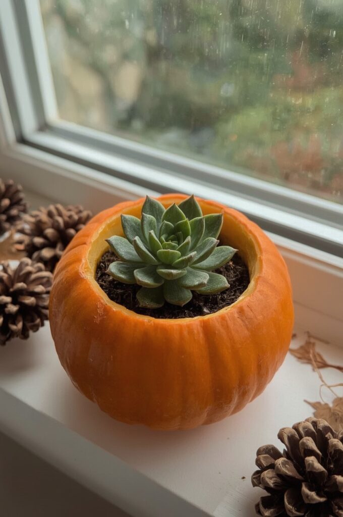 Mini Succulent in a Pumpkin Pot