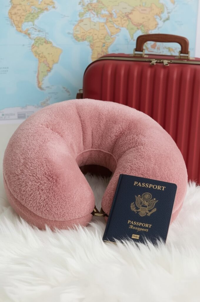 Travel-Themed Gift (Neck Pillow, Passport Holder)