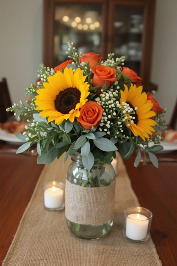 Fresh Flower Bouquet in Mason Jar