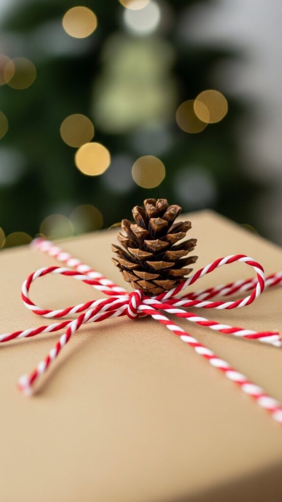 Baker’s Twine with Miniature Pinecones