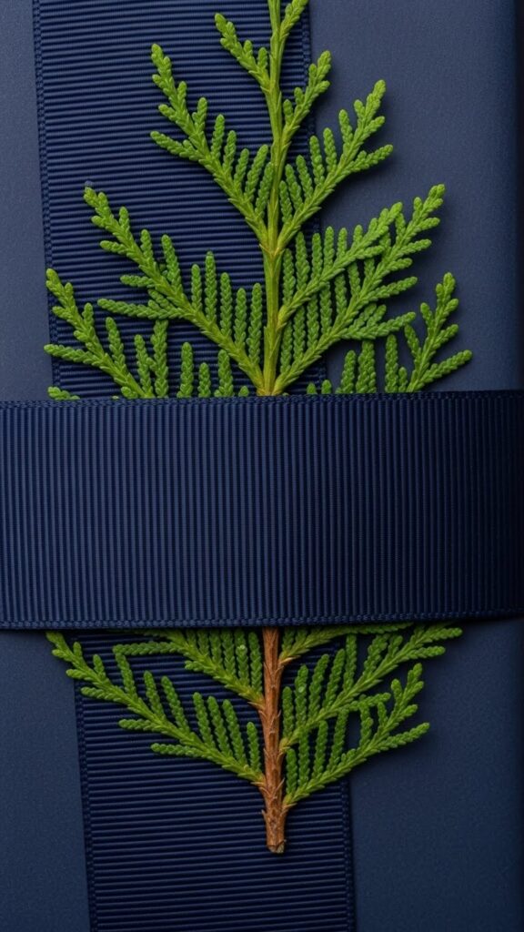 Cedar Branches Tied with Grosgrain Ribbon