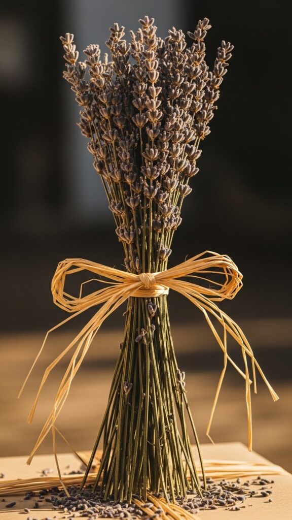 Dried Lavender Bundles with Raffia Ties