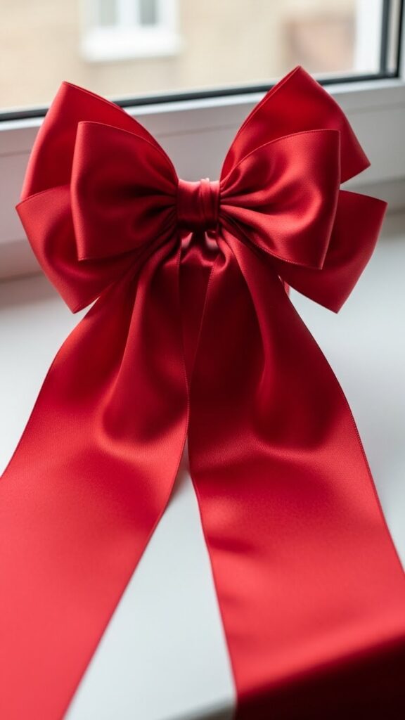 Oversized Bows Using Wide Satin Ribbon