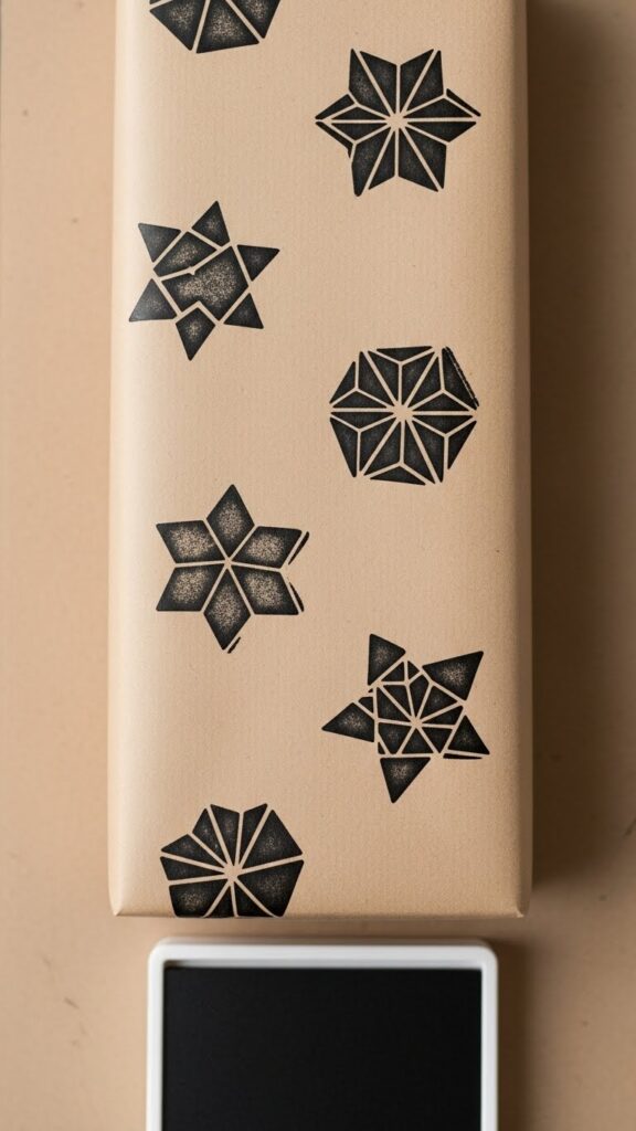 Hand-Stamped Patterns on Brown Paper