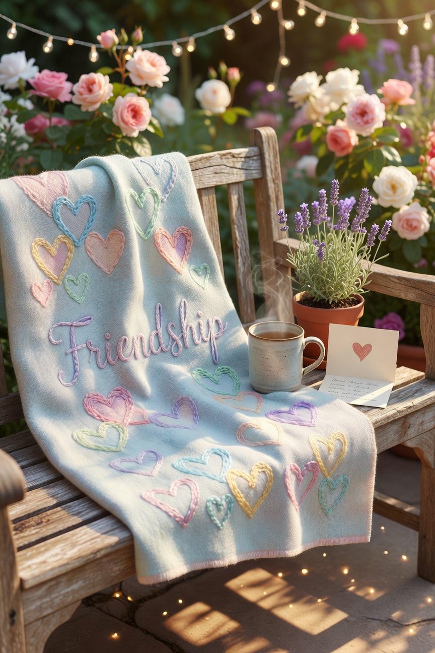 custom comforting embroidered throw