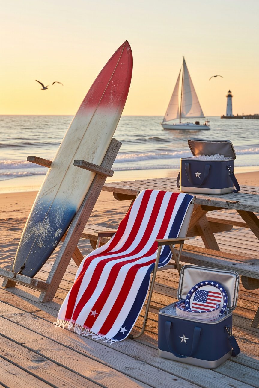 patriotic coastal beach gear