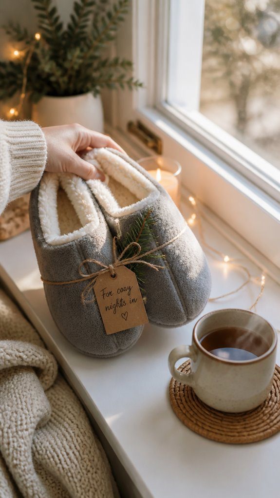 warm fleece slippers indoors